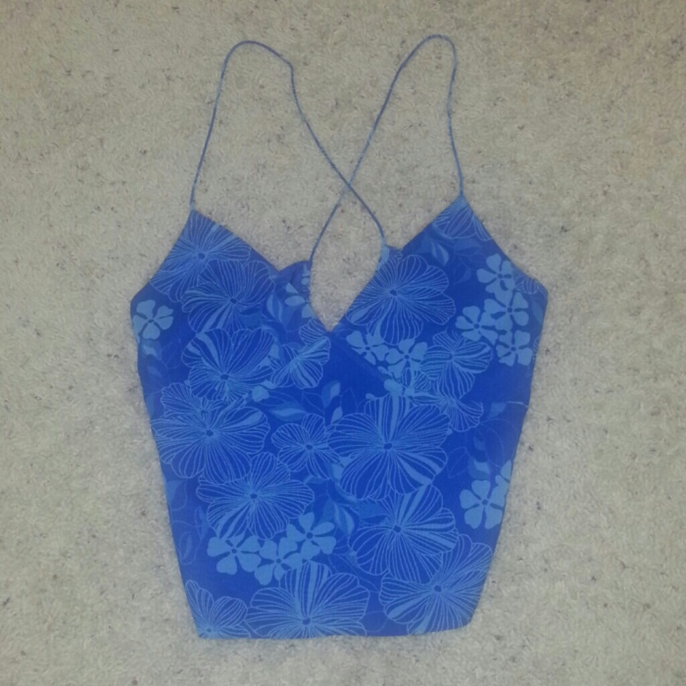 COPY - Express Blue floral Silk Top